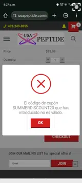 SUMMERDISCOUNT20 coupon verification screenshot