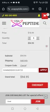 SUMMERDISCOUNT20 coupon verification screenshot