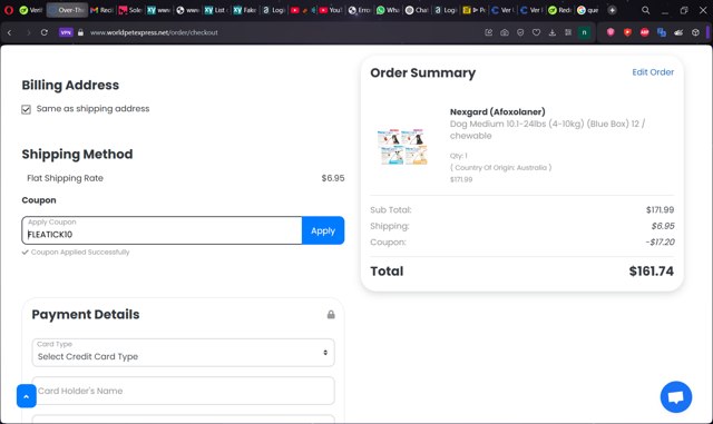World Pet Express checkout page showing World Pet Express coupon code box | Screenshot taken by SimplyCodes community member on Jun 27, 2025