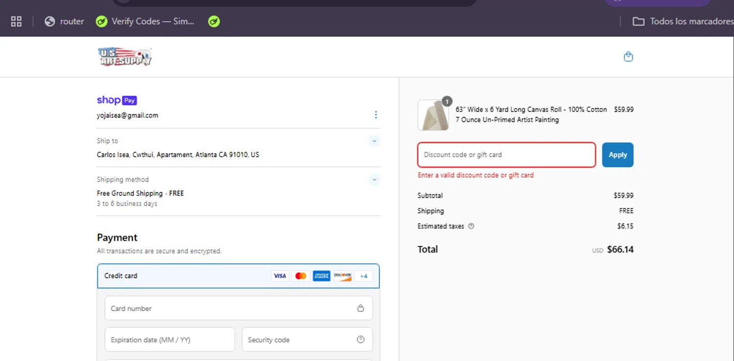 US Art Supply promo code screenshot showing code BACKTOSCHOOL18 applied at US Art Supply checkout page. Uploaded by SimplyCodes community member JannyiseaN on Mar 24, 2025