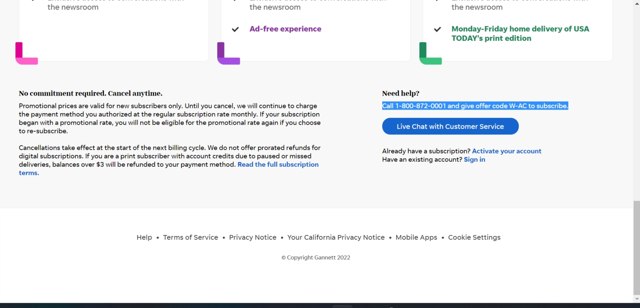 USA TODAY checkout page showing USA TODAY promo code box | Screenshot taken by SimplyCodes community member on Feb 4, 2022