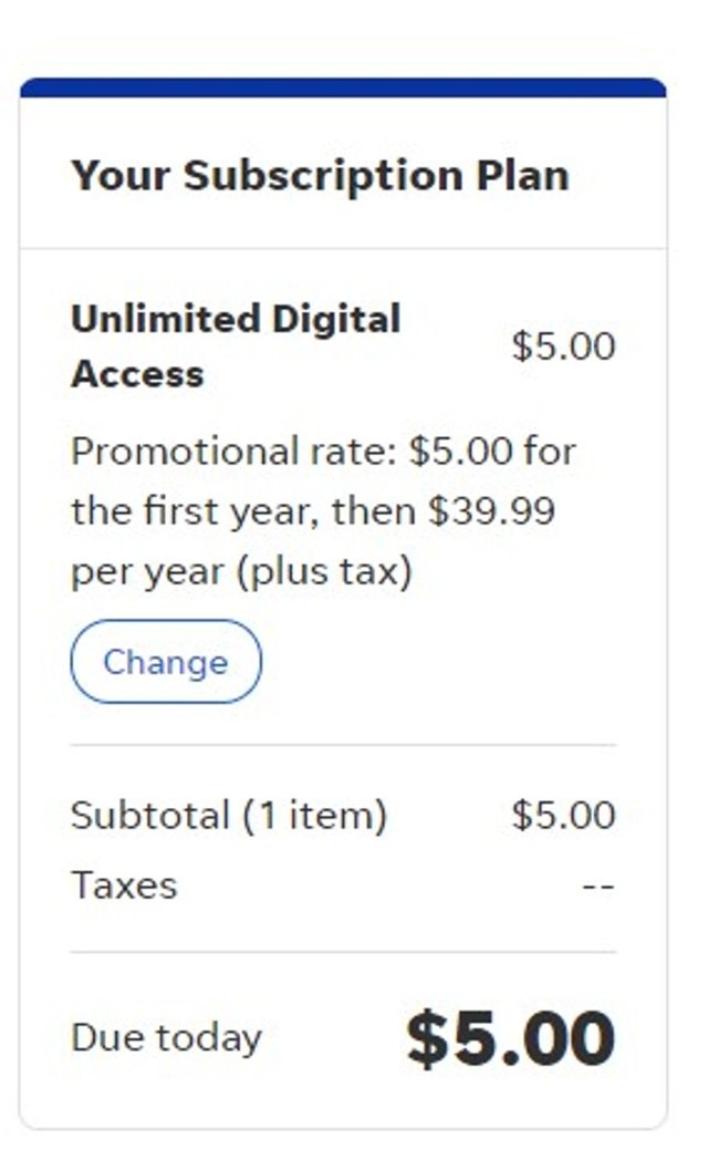USA TODAY checkout page showing USA TODAY promo code box | Screenshot taken by SimplyCodes community member on Jul 29, 2024