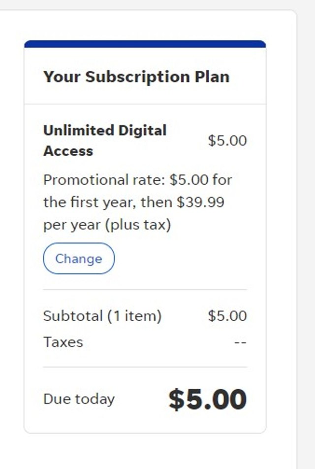 USA TODAY checkout page showing USA TODAY promo code box | Screenshot taken by SimplyCodes community member on Jul 29, 2024