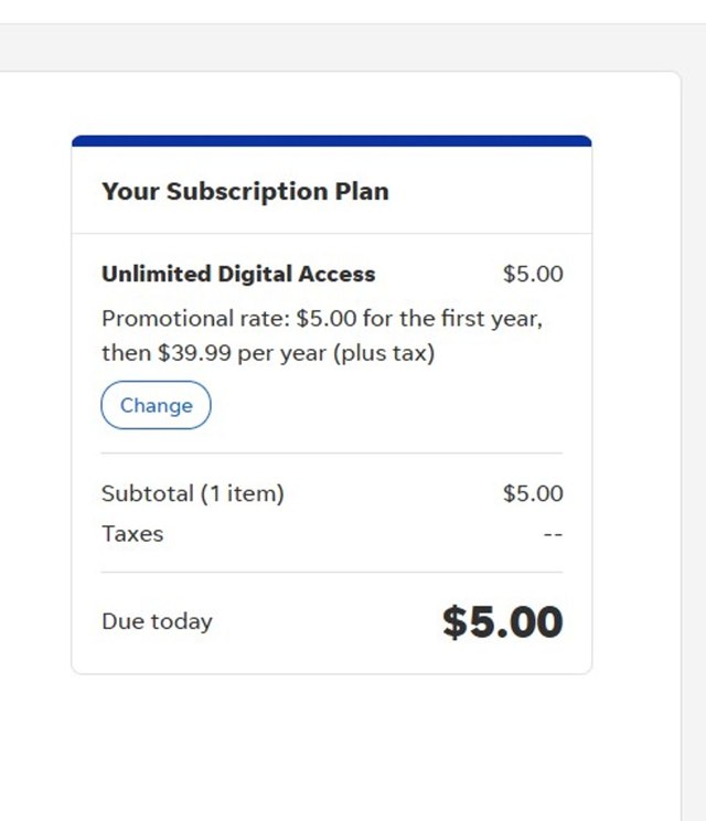 USA TODAY checkout page showing USA TODAY promo code box | Screenshot taken by SimplyCodes community member on Jul 29, 2024