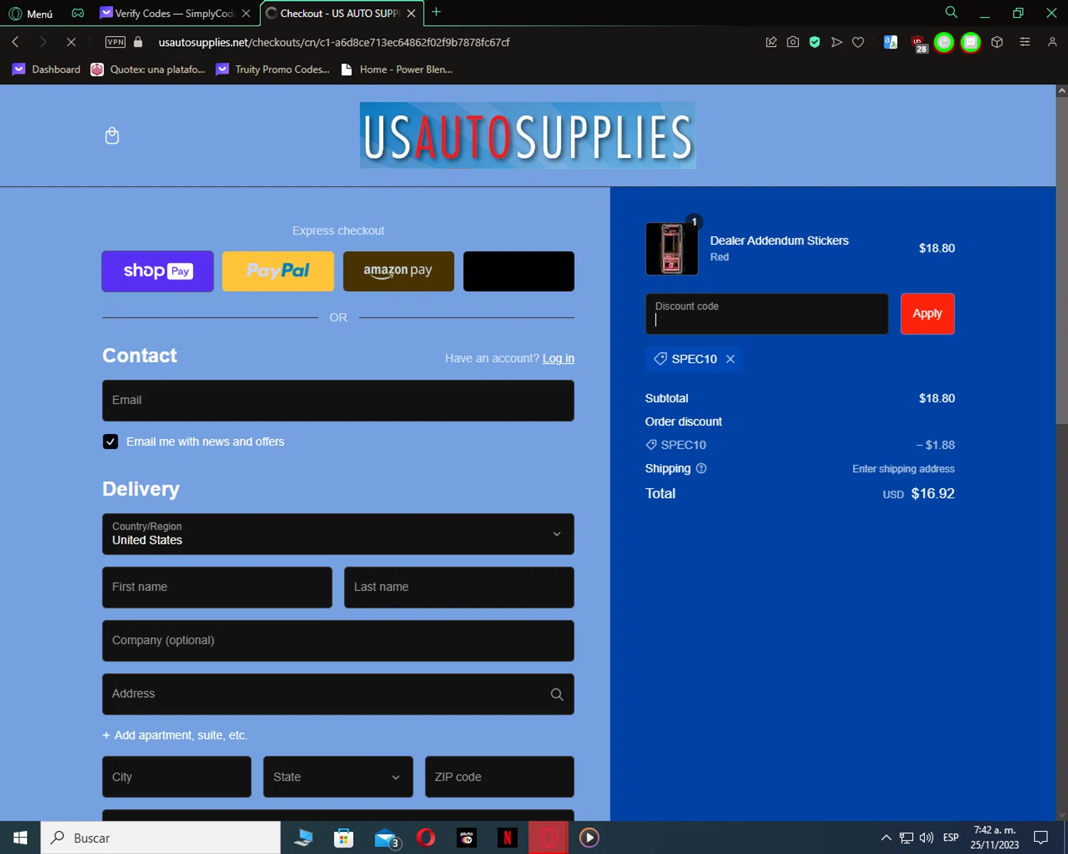 where to use Vroom promo code box