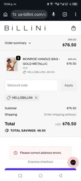 HELLOBILLINI coupon verification screenshot