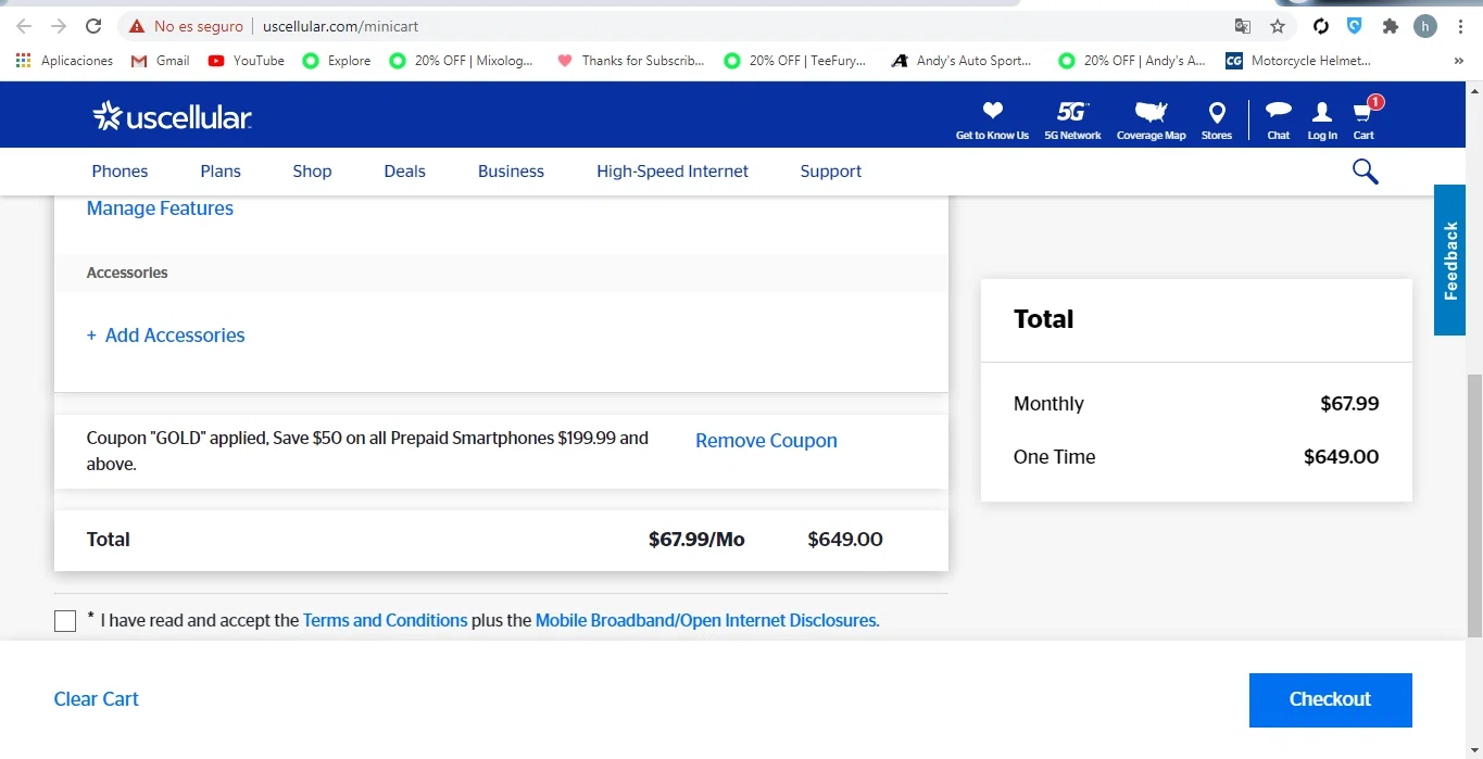 where to use US Cellular promo code box