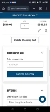 CPCH20 coupon verification screenshot