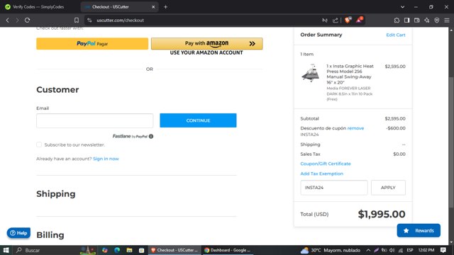 USCutter checkout page showing USCutter promo code box | Screenshot taken by SimplyCodes community member on Mar 31, 2025