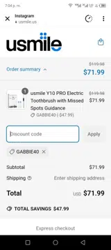 Gabbie40 coupon verification screenshot