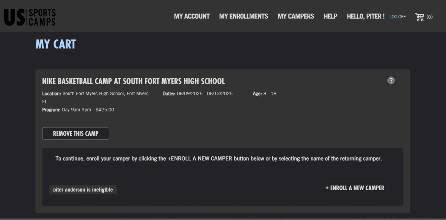 US Sports Camp discount code screenshot showing code i9LEE35 applied at US Sports Camp checkout page. Uploaded by SimplyCodes community member DealFinder8915 on Apr 10, 2025