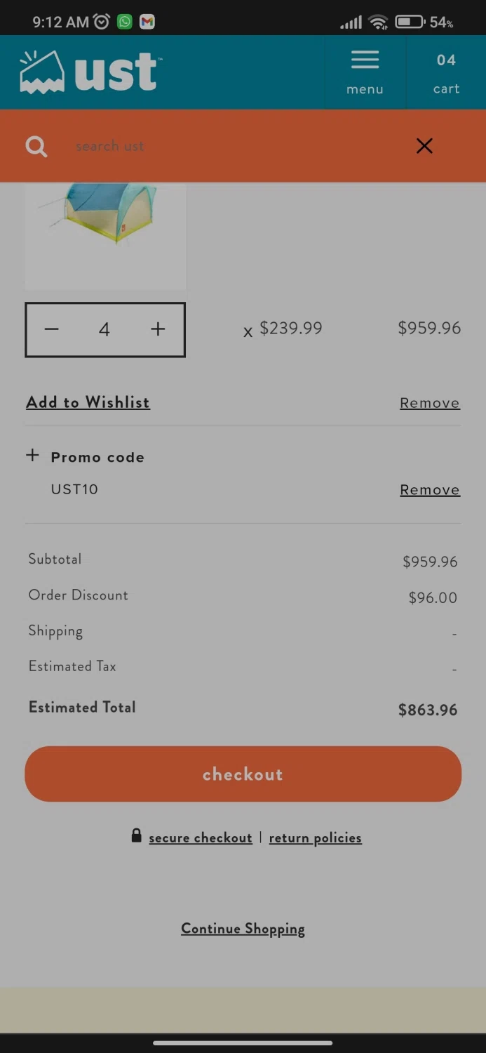 where to use UST Brands promo code box