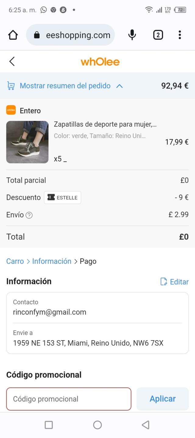 Wholee US checkout page showing Wholee US promo code box | Screenshot taken by SimplyCodes community member on Mar 26, 2023