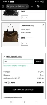 Zadig & Voltaire US coupon verification screenshot