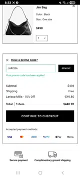 Zadig & Voltaire US coupon verification screenshot