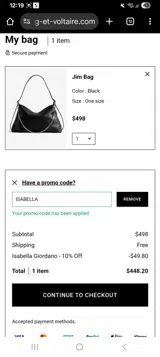Zadig & Voltaire US coupon verification screenshot