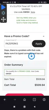 PAZEPERKS coupon verification screenshot