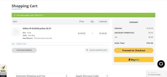 Utah Skis checkout page showing Utah Skis discount code box | Screenshot taken by SimplyCodes community member on May 6, 2021