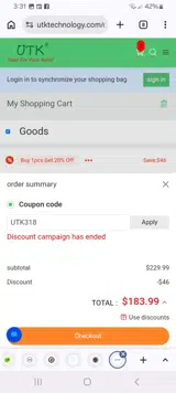 UTK318 coupon verification screenshot