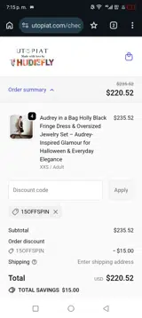 15OFFSPIN coupon verification screenshot