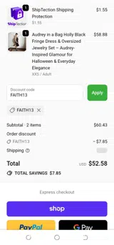 FAITH13 coupon verification screenshot