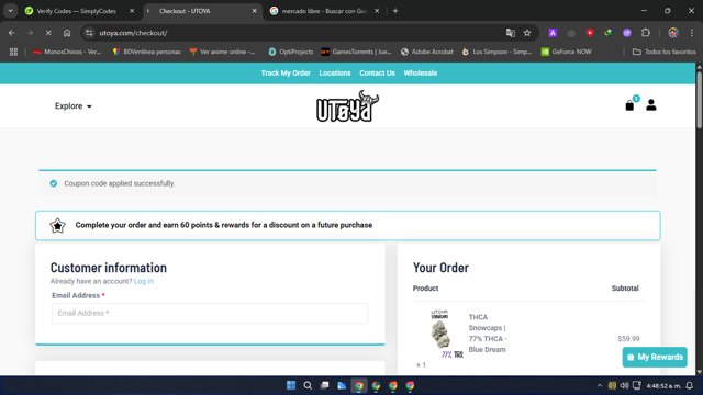 Utoya checkout page showing Utoya discount code box | Screenshot taken by SimplyCodes community member on Mar 31, 2025
