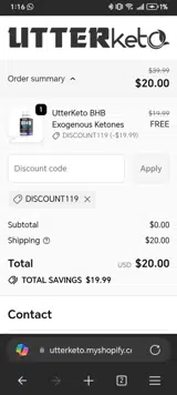 DISCOUNT119 coupon verification screenshot