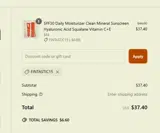 FINTASTIC15 coupon verification screenshot