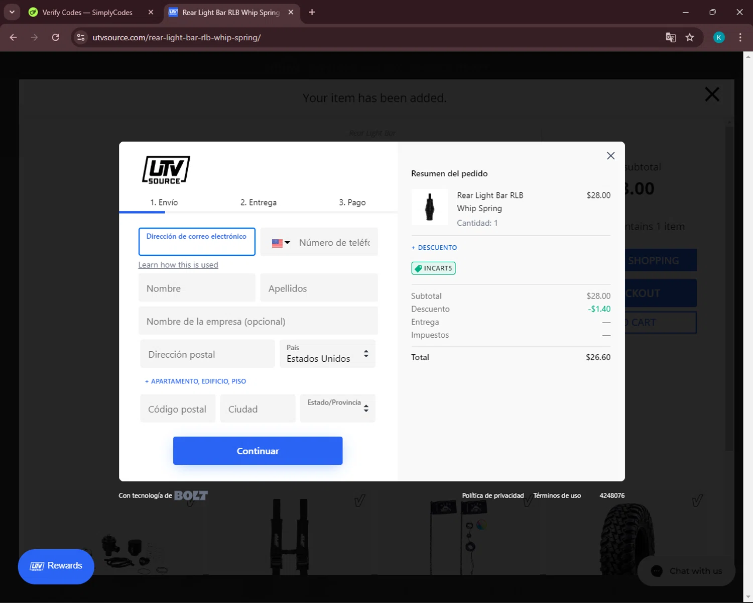where to use UTV Source promo code box