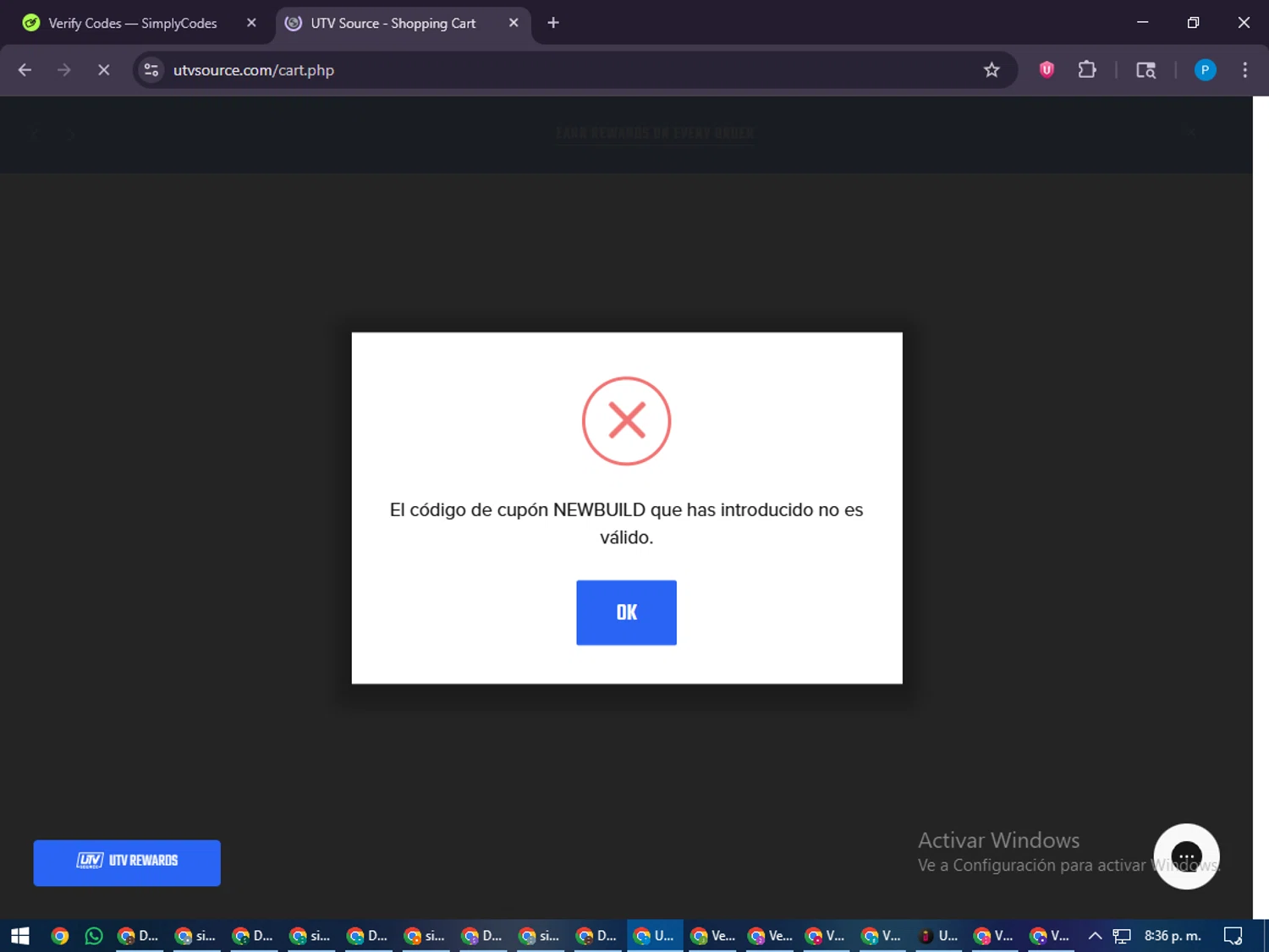 UTV Source coupon code screenshot showing code NEWBUILD applied at UTV Source checkout page. Uploaded by SimplyCodes community member juiceWRLD on Jan 7, 2026