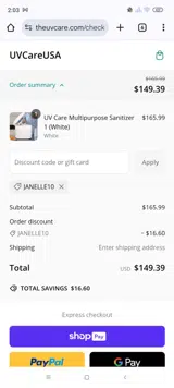 Janelle10 coupon verification screenshot