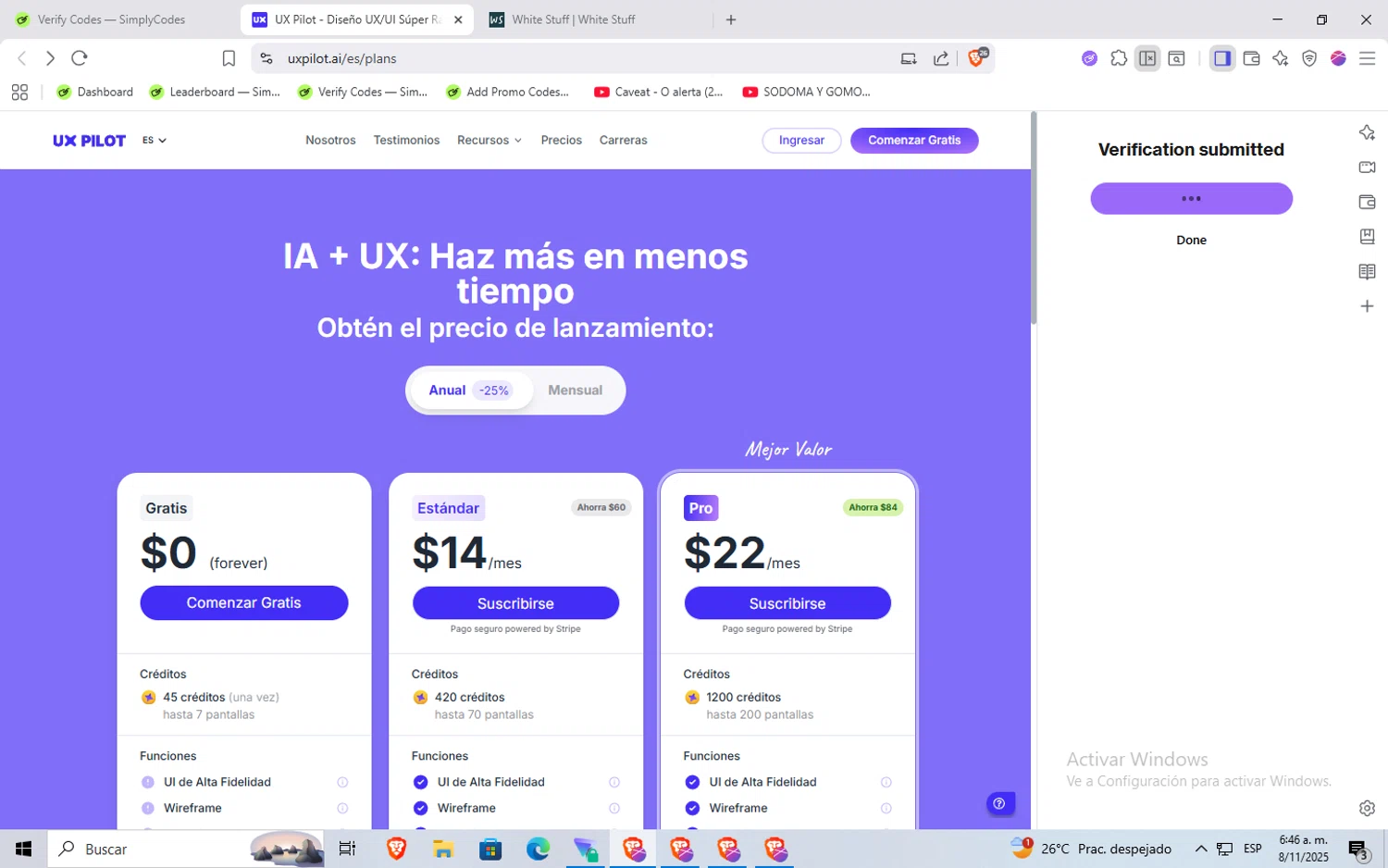 UX Pilot AI promo code screenshot showing code PILOTUXFLOW5 applied at UX Pilot AI checkout page. Uploaded by SimplyCodes community member Rayyyyyy on Nov 8, 2025
