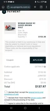 EXTRA10 coupon verification screenshot