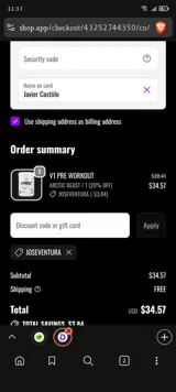 JOSEVENTURA coupon verification screenshot
