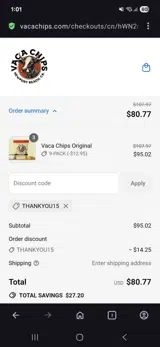 Vaca Chips coupon verification screenshot