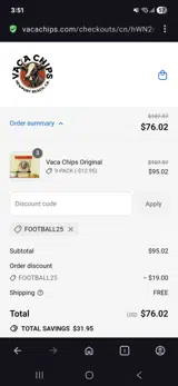Vaca Chips coupon verification screenshot
