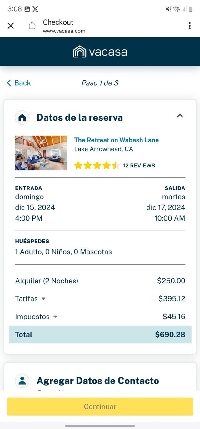 Vacasa checkout page showing Vacasa promo code box | Screenshot taken by SimplyCodes community member on Nov 30, 2024
