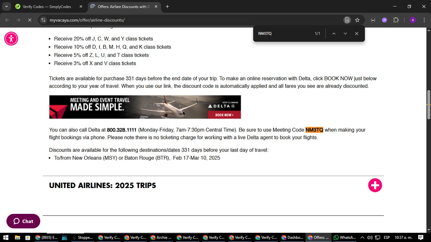 VACAYA promo code screenshot showing code NM3TQ applied at VACAYA checkout page. Uploaded by SimplyCodes community member CoinElite8997 on Jul 18, 2025