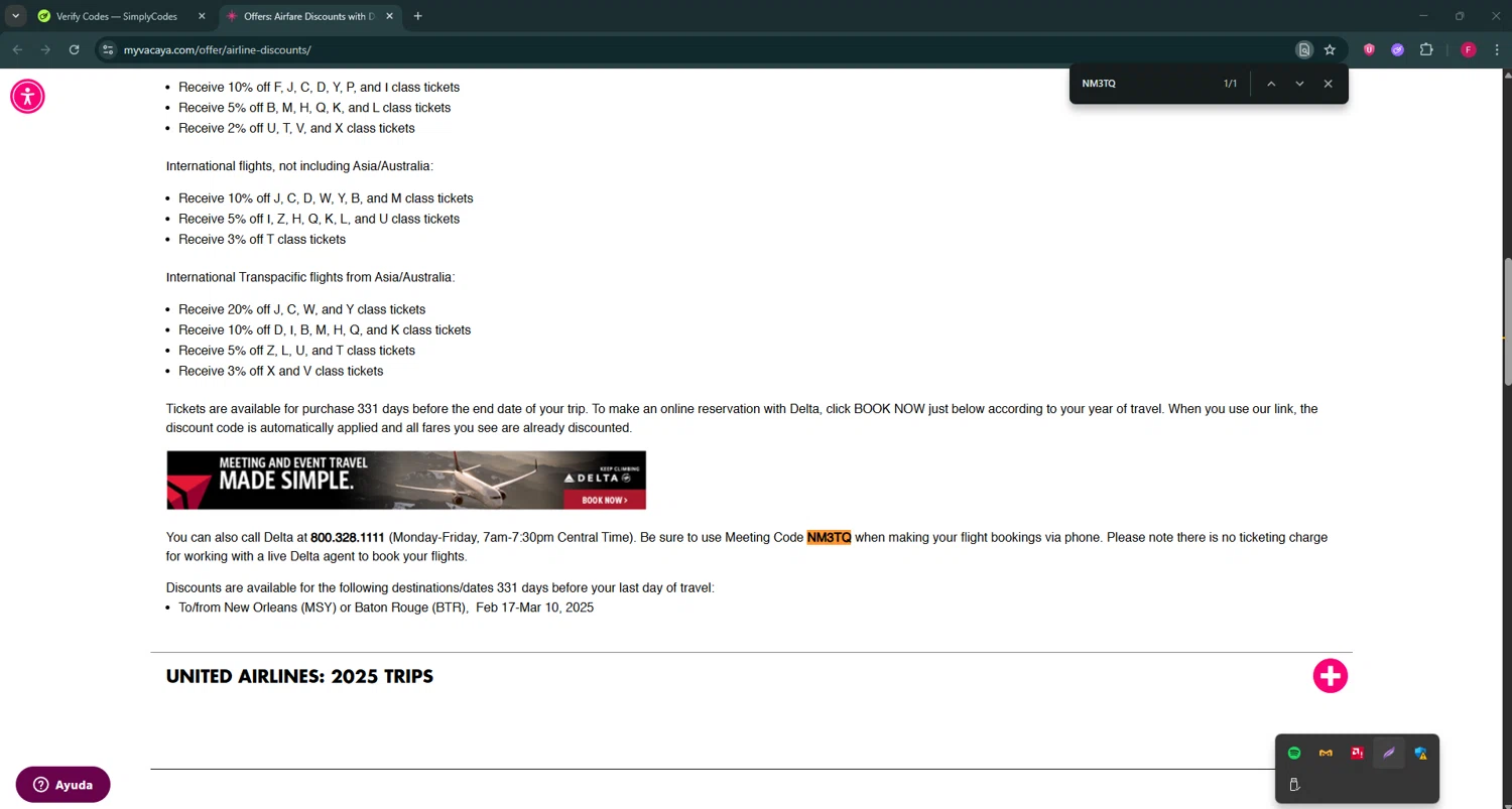 VACAYA promo code screenshot showing code NM3TQ applied at VACAYA checkout page. Uploaded by SimplyCodes community member ExtraordinaryVirtuoso281 on Jun 19, 2025