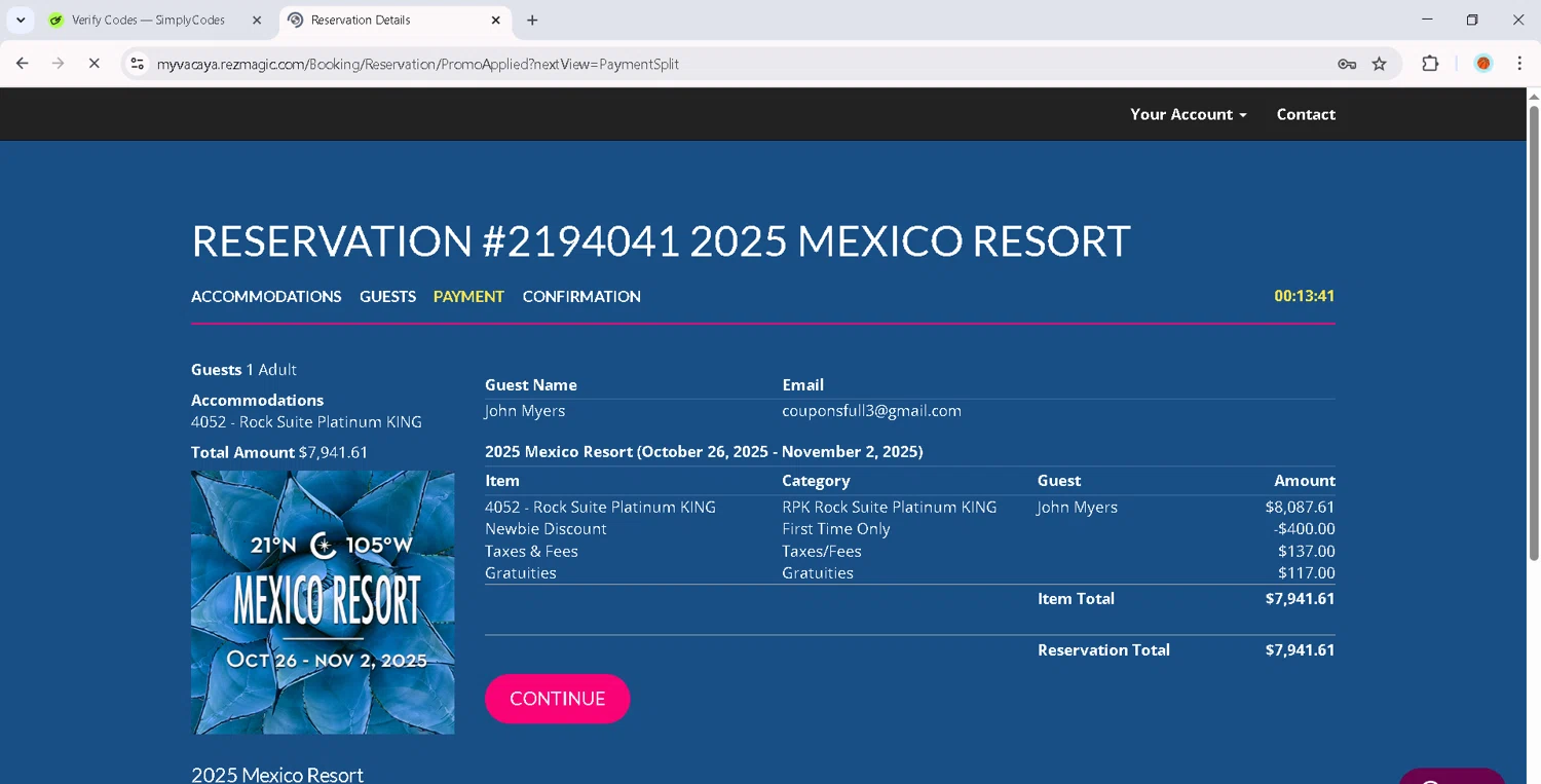 VACAYA promo code screenshot showing code Newbie2025 applied at VACAYA checkout page. Uploaded by SimplyCodes community member RoyalMaverick7546 on Oct 2, 2025