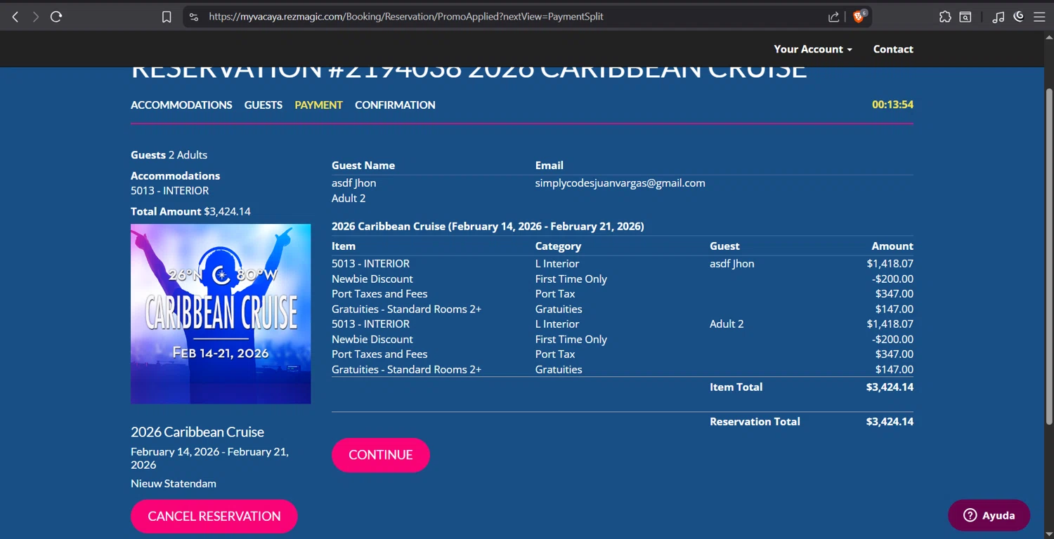 VACAYA checkout page showing VACAYA promo code box | Screenshot taken by SimplyCodes community member on Oct 2, 2025