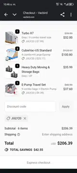 Vacbird coupon verification screenshot