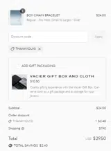 THANKYOU10 coupon verification screenshot