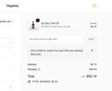WELCOME10 coupon verification screenshot