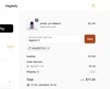 VAGESTY15 coupon verification screenshot