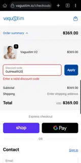GutHealth20 coupon verification screenshot
