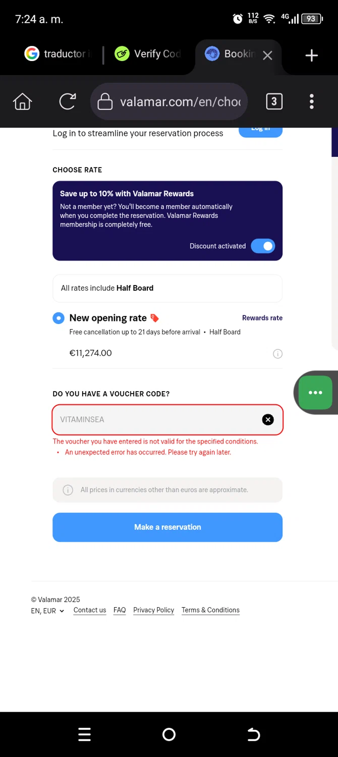 Valamar Hotels & Resorts promo code screenshot showing code VITAMINSEA applied at Valamar Hotels & Resorts checkout page. Uploaded by SimplyCodes community member Carolisea on Aug 16, 2025