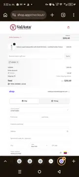 ValAsta coupon verification screenshot