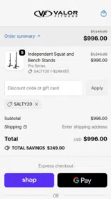 SALTY20 coupon verification screenshot