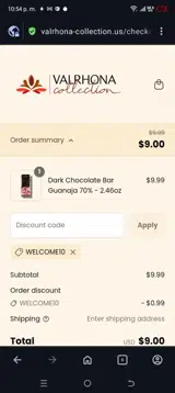 Welcome10 coupon verification screenshot